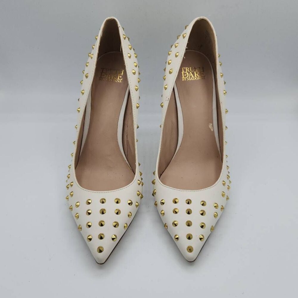 Madonna Gold Studded Cream Stilettos Truth or Dare Heels Pumps Women's 9